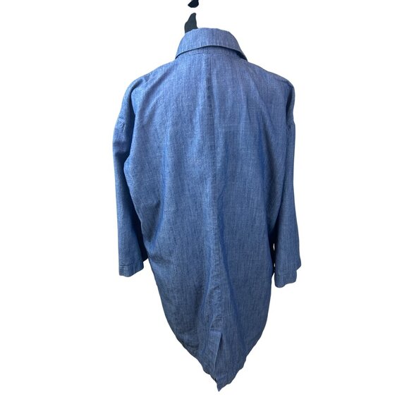 Eileen Fisher Blue Open Front Long Cardigan Jacket S/P Cotton Tencel Lagenlook - Picture 4 of 13